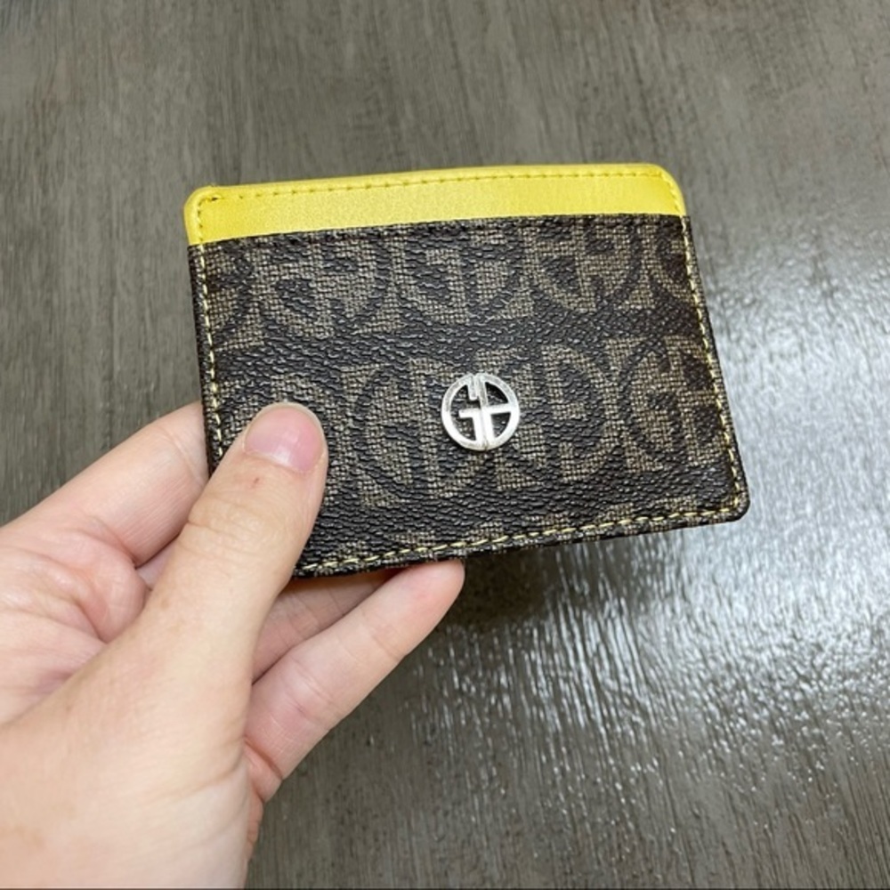 💛 NWT Giani Bernini Colorblock Leather Card Case Wallet Slim